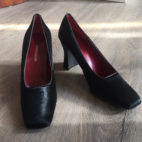 Valerie Stevens Black Block Heels Cow Texture 8.5 - Picture 4 of 5